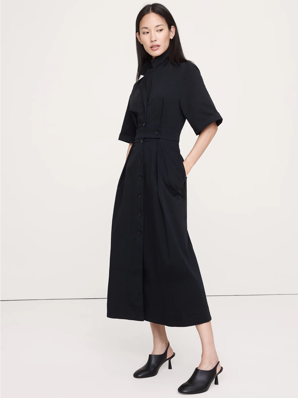 BANANA REPUBLIC STRETCH-POPLIN SHIRTDRESS - Picture 4 of 8